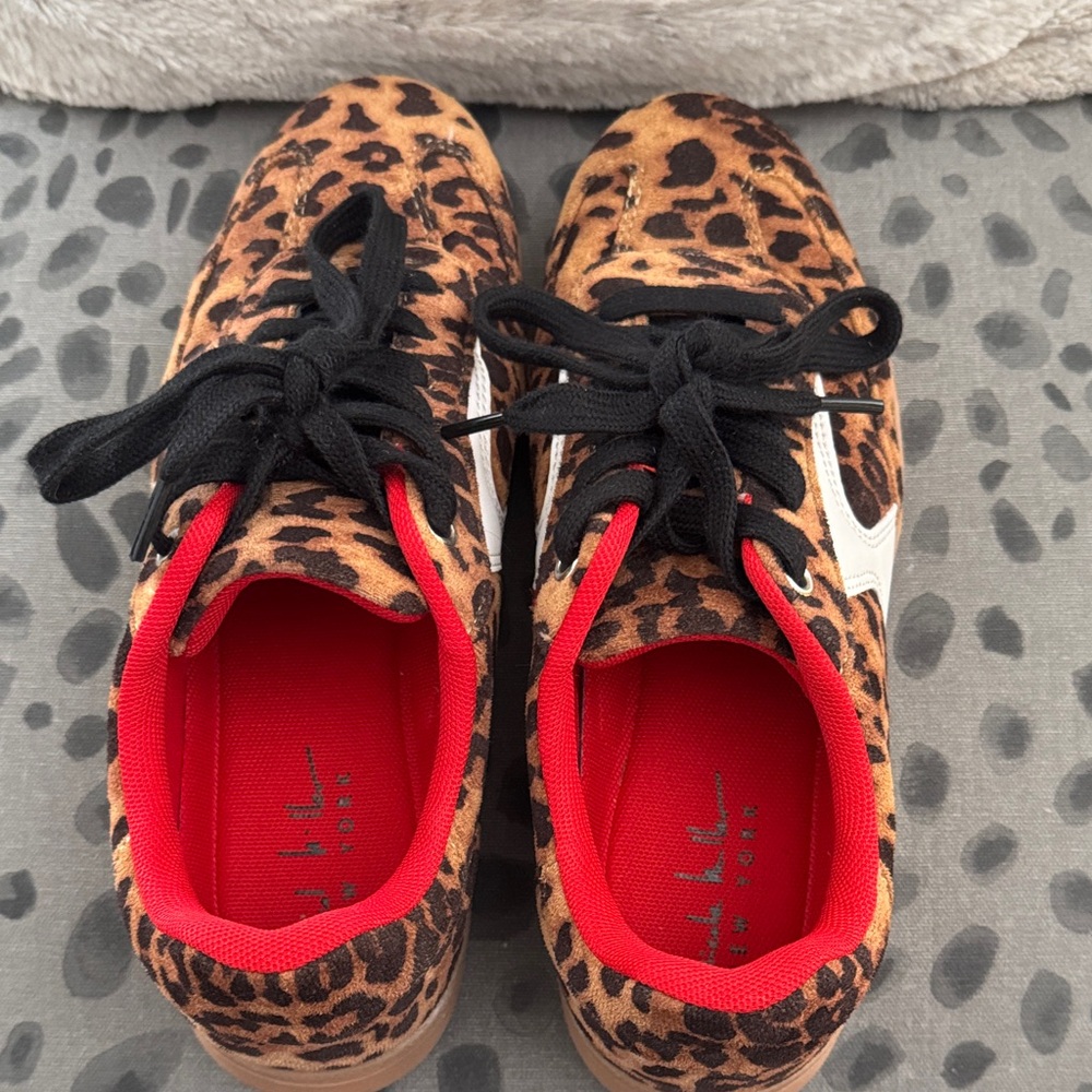 Nicole Miller Women’s Leopard Suede Tennis Shoes - Picture 5 of 7